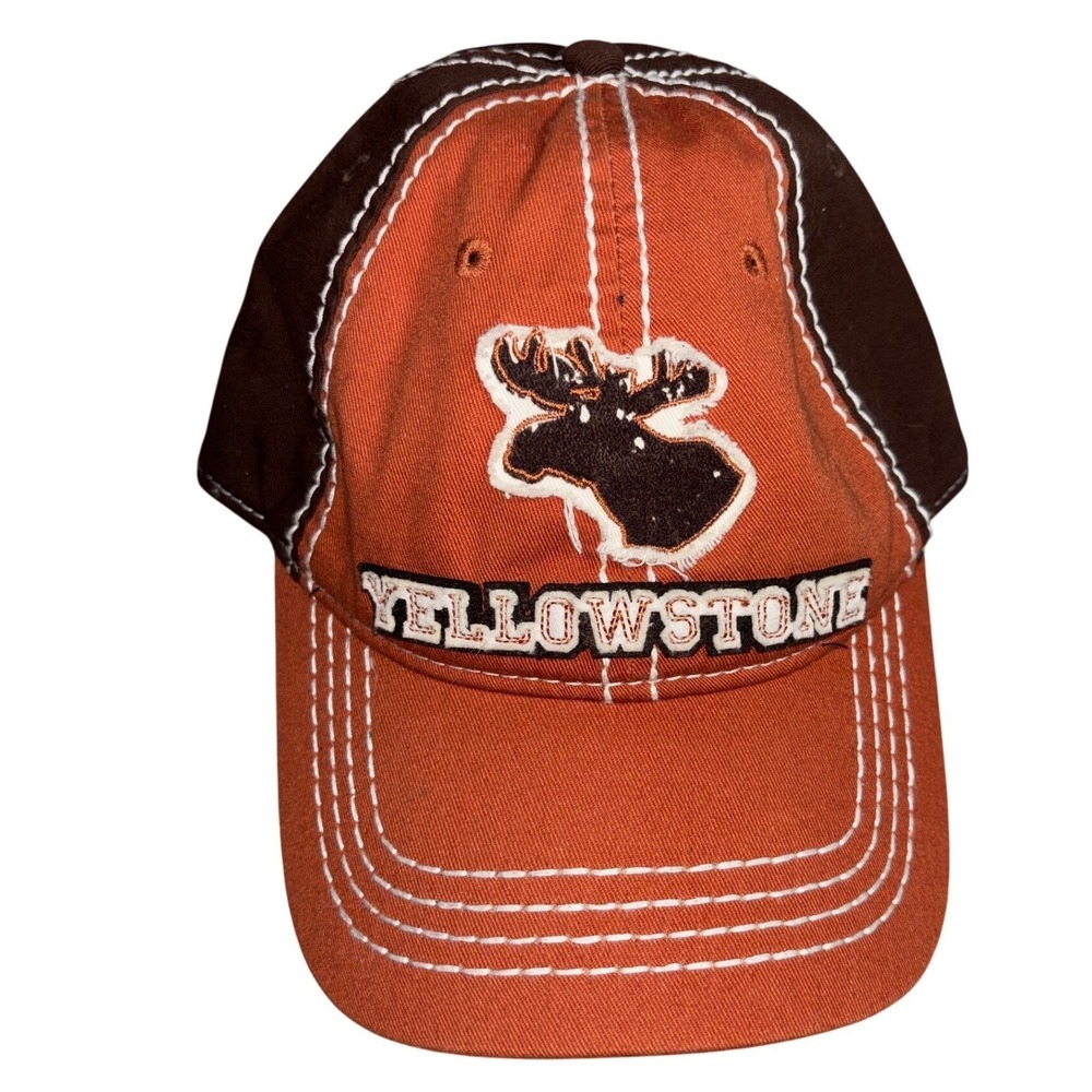 Triangle Sport Yellowstone National Park Moose Hat Orange Brown Contrast Stitch